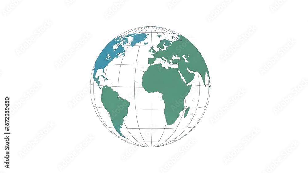 Fototapeta premium Globe illustration on white background world map concept