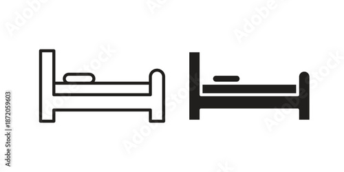 Hospital bed icons In Trendy Design Vector Eps 10, Editable Stroke and solid flat.