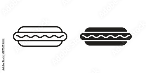 Hot dog icons In Trendy Design Vector Eps 10, Editable Stroke and solid flat.