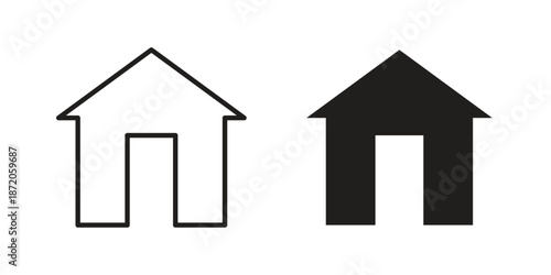 House icons In Trendy Design Vector Eps 10, Editable Stroke and solid flat.