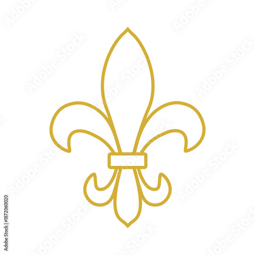 Mardi Gras Fleur-de-lis Outline Gold Vector Icon