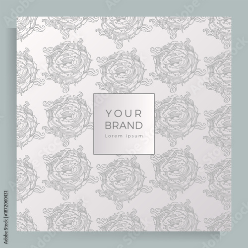 Cover design for menu, wedding invitation, booklet, portfolio, catalog. Elegant template with an original handmade floral pattern.