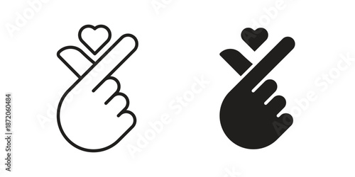 korean heart icons In Trendy Design Vector Eps 10, Editable Stroke and solid flat.