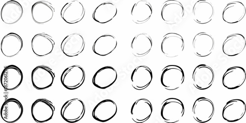 A repetitive pattern of hand drawn circles arranged in a grid formation