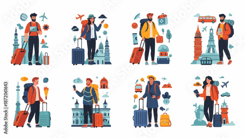 Diverse Travelers with Luggage Ready for Global Adventures.