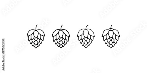 Four hops on white background symbol for brewing and craft beer making
