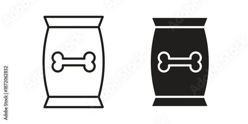 Pet food icons In Trendy Design Vector Eps 10, Editable Stroke and solid flat.
