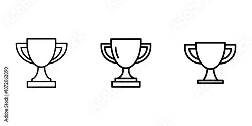 Trophy icon set vector illustration line art style award symbol design isolated on white background