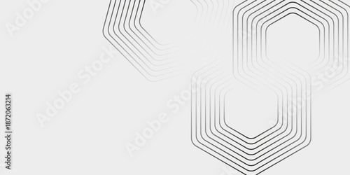 Hexagon white gray wave light technology texture background black gradient pattern art