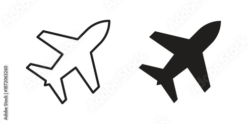 Plane icons In Trendy Design Vector Eps 10, Editable Stroke and solid flat.