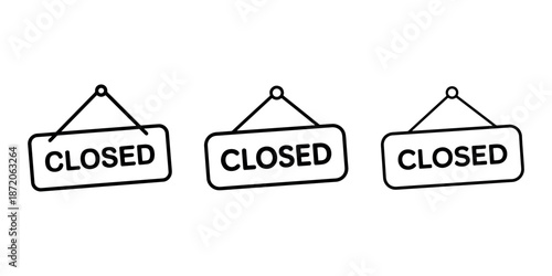 Closed sign vector linear icon. shop closed outline illustration. unavailable business line art