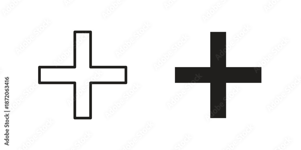 Fototapeta premium Plus icons In Trendy Design Vector Eps 10, Editable Stroke and solid flat.