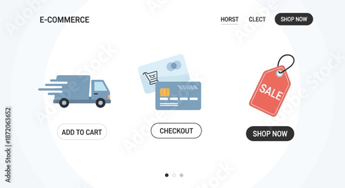 E-commerce platform featuring shopping cart checkout and sales promotion elements illustration