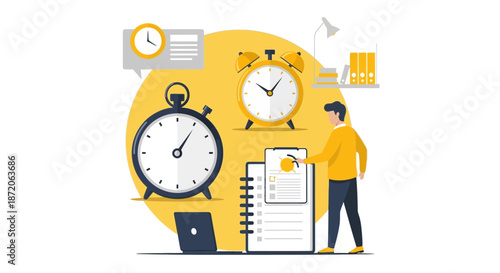Effective time management illustration showcasing productivity and efficiency in a workplace