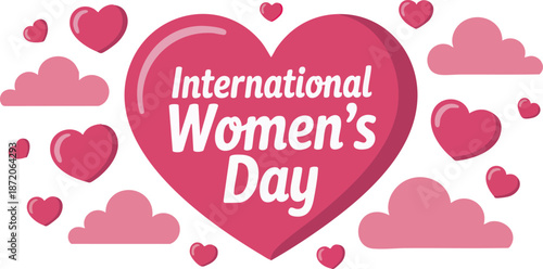 International Women’s Day Heart Design with Clouds and Hearts