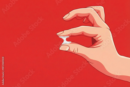 Reproductive health concept illustration of hand with cervical mucus for medical design.