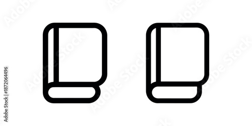 Two outline icons showing different styles of folded cloth material or neatly stacked books