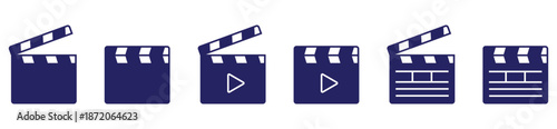 Cinema Clapper Board Icon Set – Open and Closed Film Slate