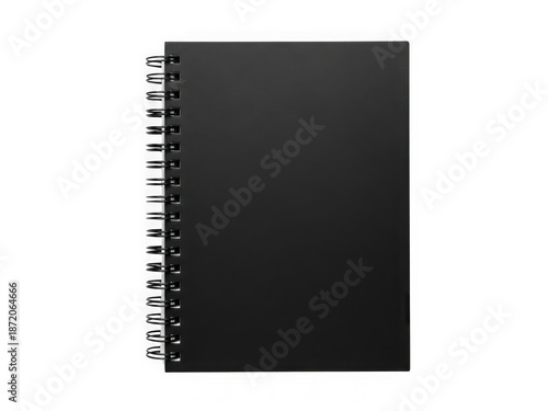 Black spiral notebook isolated on transparent background isolated on transparent background