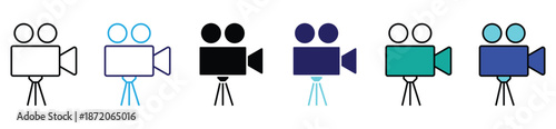 Video Camera Icons Set – Camera Vector Icons for Movie and Cinema