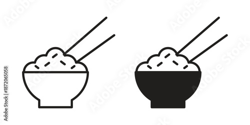 Rise Bowl icons In Trendy Design Vector Eps 10, Editable Stroke and solid flat.