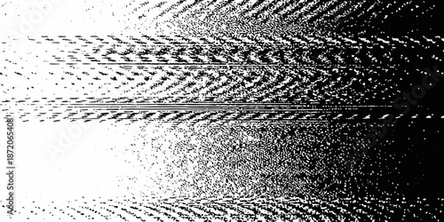 Abstract black and white pattern featuring distorted lines and textures