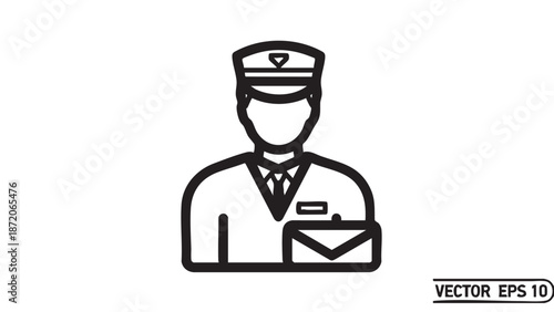 A postal worker holding an envelope in a simple graphic illustration.