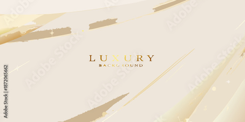 Elegant golden brushstrokes and the word luxury on a cream background