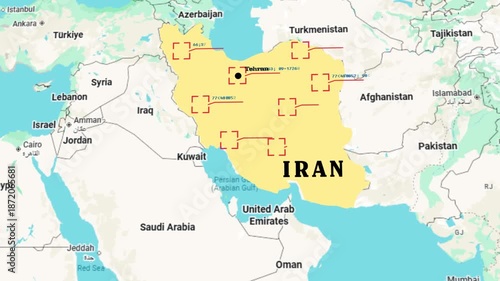 Iran map of blue digital frame Futuristic Sci Fi Modern User HUD, GUI, UI interface.