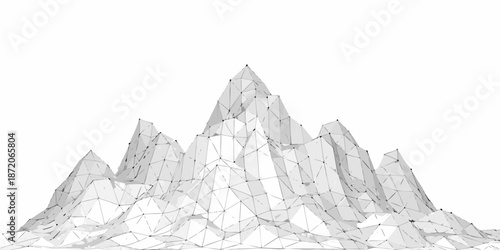 Abstract polygonal mountain range graphic with a minimalist aesthetic