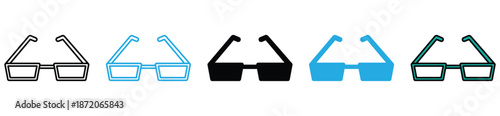 Glasses Icon Set – Sunglasses and Eyeglasses Silhouettes Vector