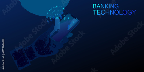 Digital banking and financial technology concepts with a secure encrypted connection