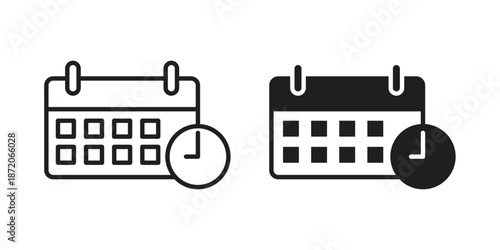 Schedule icons In Trendy Design Vector Eps 10, Editable Stroke and solid flat.