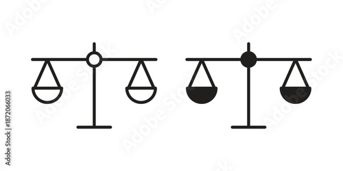 Scales of justice icons In Trendy Design Vector Eps 10, Editable Stroke and solid flat.