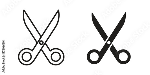 Scissors icons In Trendy Design Vector Eps 10, Editable Stroke and solid flat.