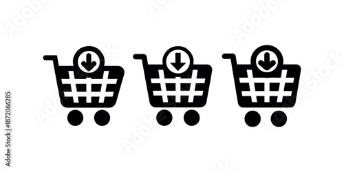 Adding product purchase to online basket commerce interface download simple glyph vector set