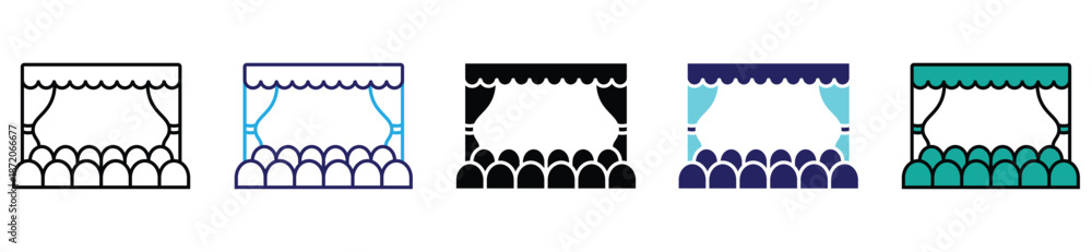 Fototapeta premium cinema icon set, Ticket Icon Set in Multiple Colours and Styles