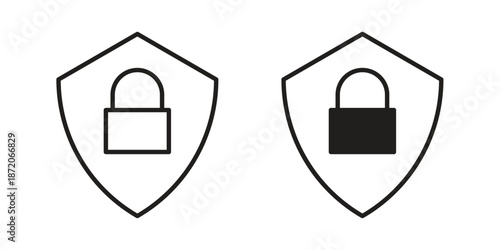 Shield lock icons In Trendy Design Vector Eps 10, Editable Stroke and solid flat.