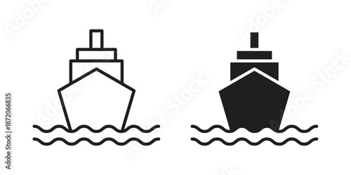 Ship icons In Trendy Design Vector Eps 10, Editable Stroke and solid flat.