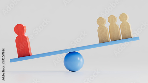 Red Balances Light Figures: On a Blue Seesaw