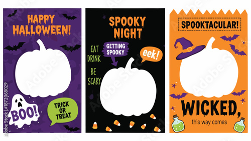 A collection of Halloween-themed greeting cards displayed on a surface.
