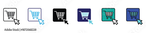 Editable Online Shopping Cart with Pointer Icon Collection