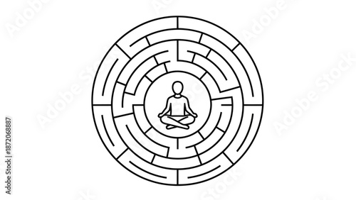 A 3d business illustration of a target and arrow hitting the center of a round dollar sign puzzle within a maze to symbolize the successful path toward a financial goal and achievement