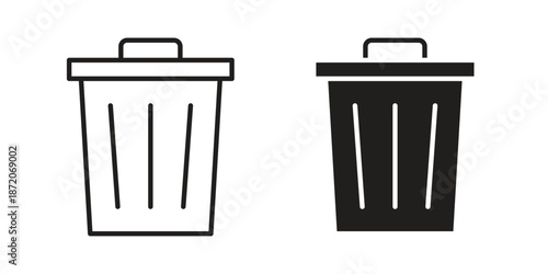 Trash icons In Trendy Design Vector Eps 10, Editable Stroke and solid flat.