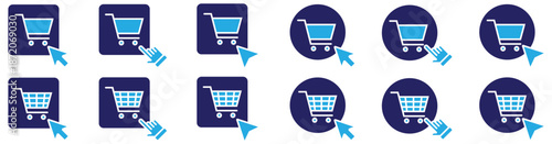 E-Commerce Shopping Cart with Mouse Cursor Icon Set