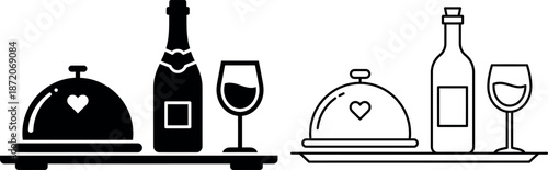 Romantic dinner service icon