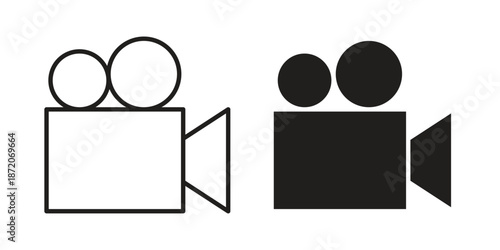 Video camera icons In Trendy Design Vector Eps 10, Editable Stroke and solid flat.