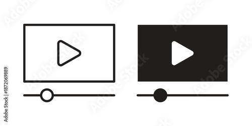 Video tutorial icons In Trendy Design Vector Eps 10, Editable Stroke and solid flat.