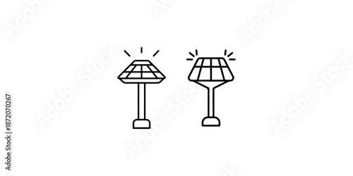Solar panel lamp icon set for renewable energy street lighting sustainable power systems