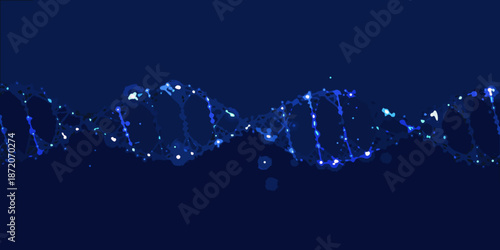 Abstract visualization of a dna double helix structure with glowing points
